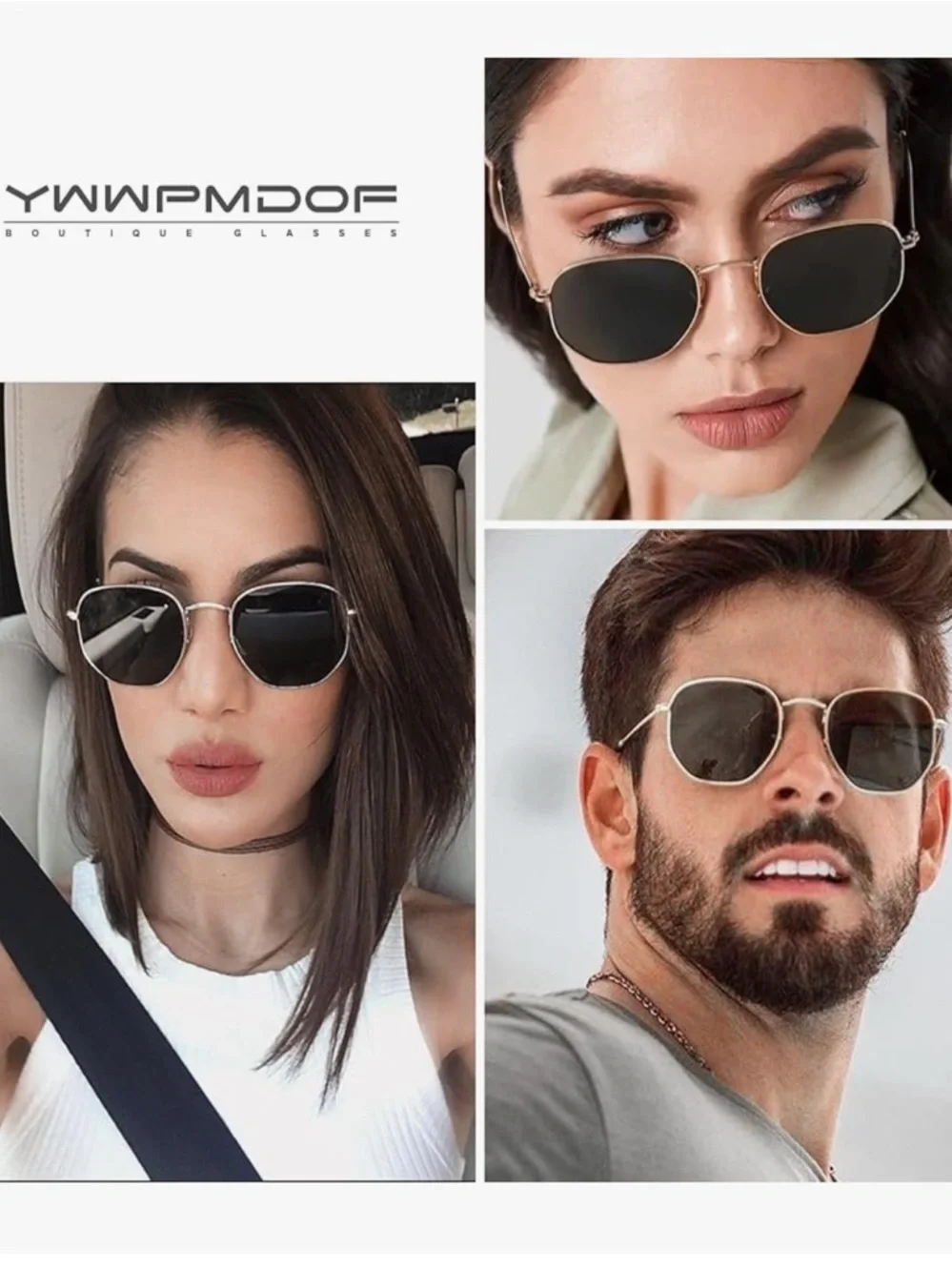 Polarized Sunglasses for Womens Men Trendy Square Hexagonal